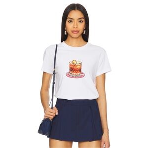 Damson Madder x Revolve Negroni Liquor Graphic Shrunken Tee in White UK 10/US 6